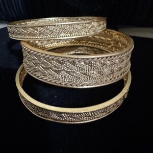 Bangle Turkish woven print bracelets, gold tone, small size as in 5.5 and under